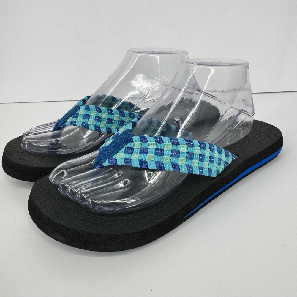 Zealand Bali Blue Woven Flip Flop Slip On Thong Sandals Shoes Womens 9 NWT New
